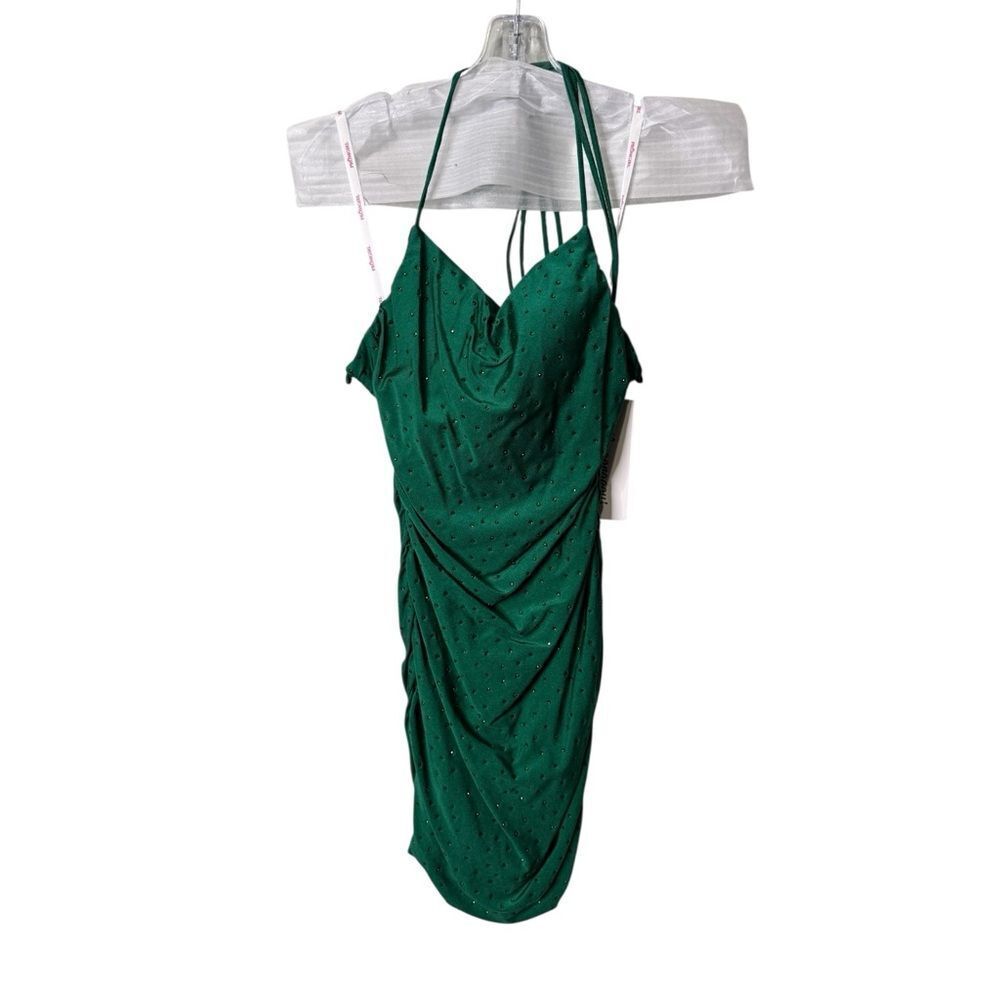 PromGirl Jewel Green Rhinestone Ruched Bodycon Dress - NWT Size 2